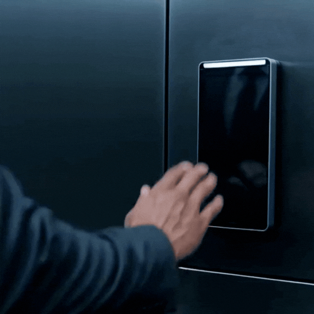 Video animado de control de acceso biométrico con palma de la mano