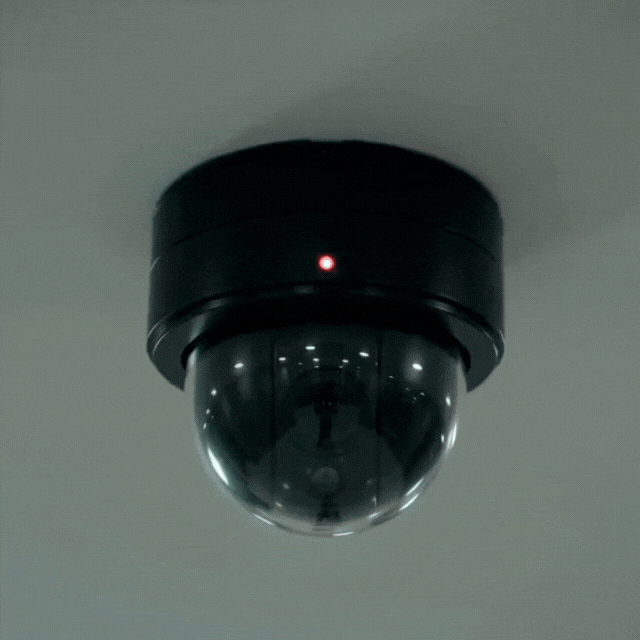 Video animado de una cámara de seguridad domo